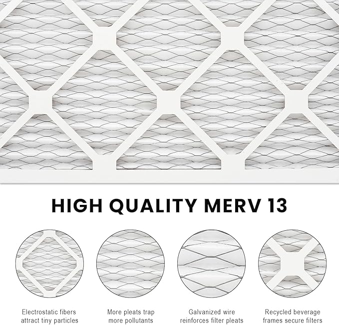 8x8x1 Air Filter MERV 13, HVAC/Furnace AC Filter Replacement, Dust