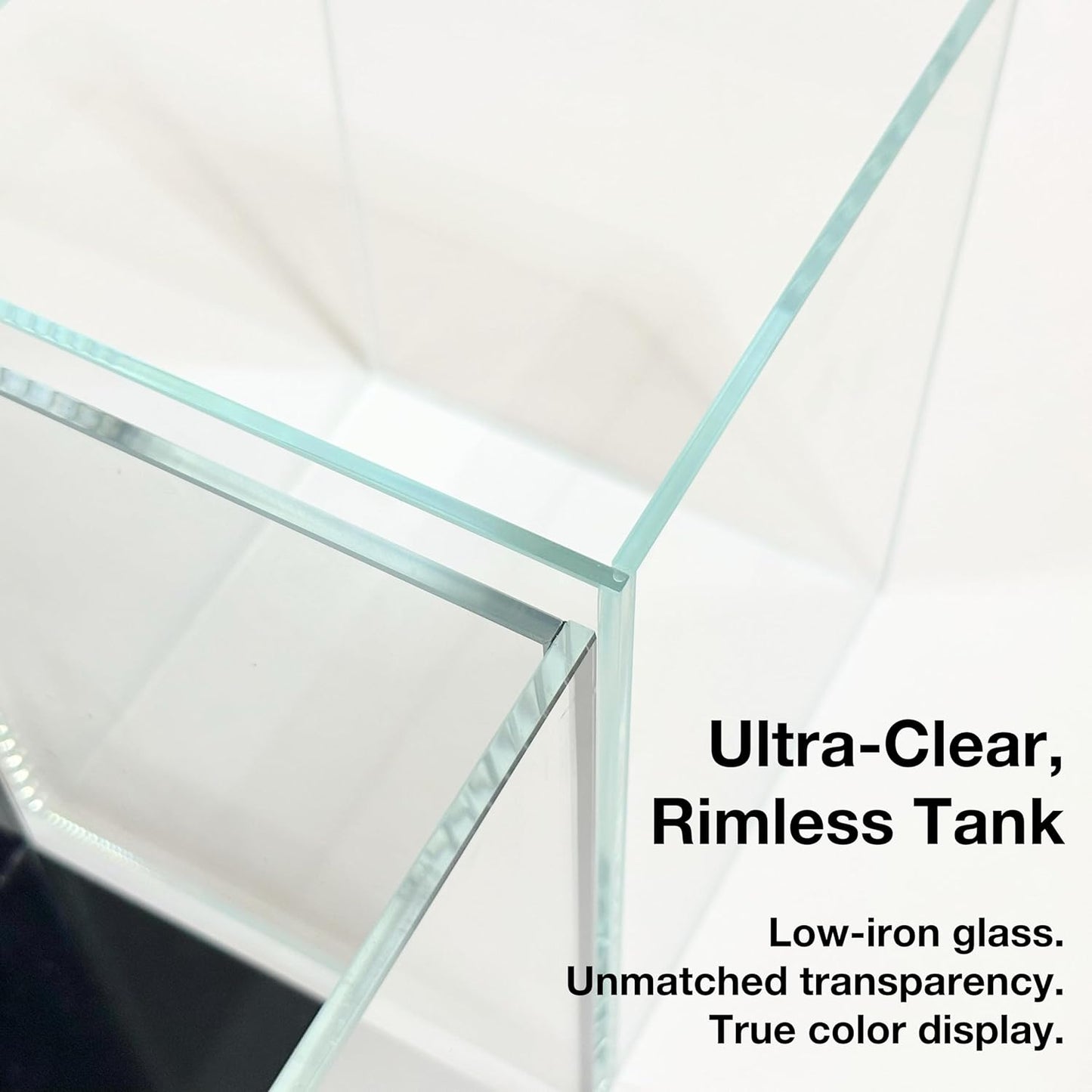 Nano Aquarium Kit,1.5 Gallon Rimless Small Glass Tank with Filter, Aquarium Light, and Aquascaping Decorations, for Home and Office (Black Tank - White Crystal, Small)