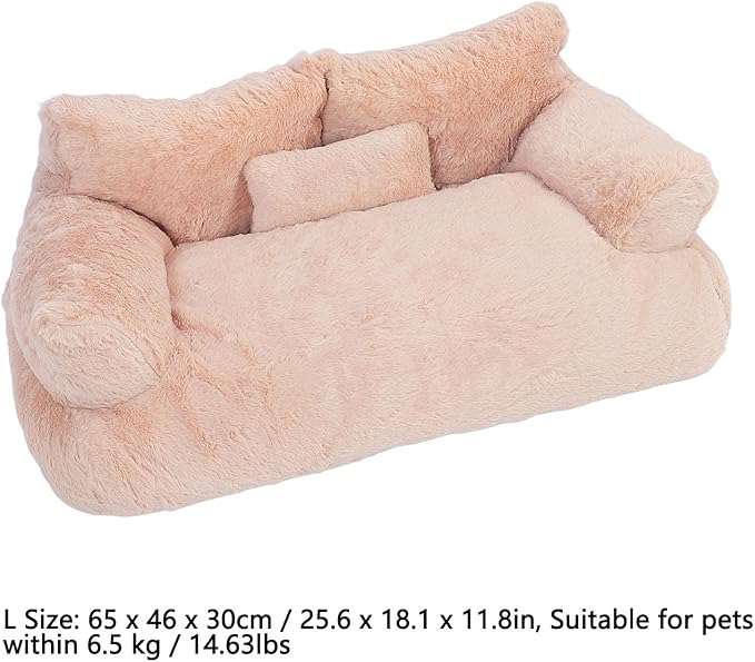 Pet Sofa Bed, Cat and Dog Couch Bed with Removable Washable Cover, Soft Plush Warm Pet Furniture with Anti Skid Bottom for Indoor Cats and Small Dogs (L)