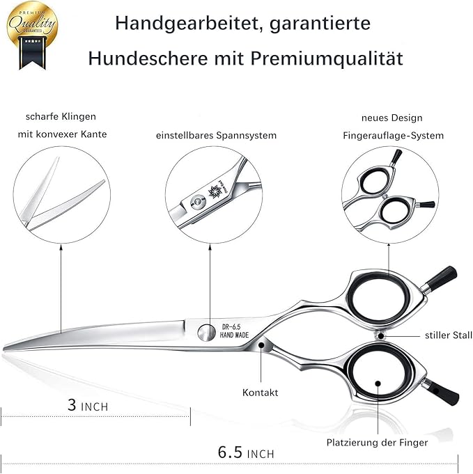 Dream Reach Dog Grooming Scissors - 6.5" Professional Upword Curved Shears for Cats Dogs