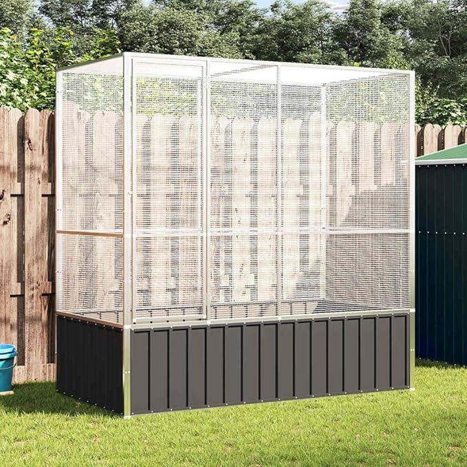 Steel Aviary, Large Bird Cage with Lockable Door, Aviary Spacious and Versatile Cage Ideal for Parakeets, Parrots, Lovebirds, Cockatiels, Pigeons, 82.9"x42.1"x83.5",-272