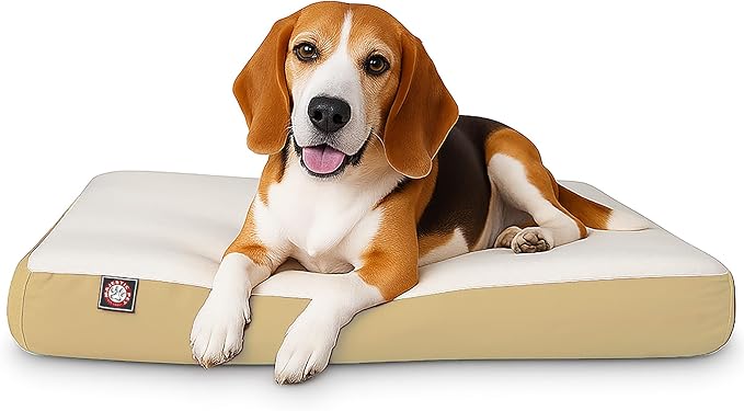 Majestic Pet 34x24x3 Inch Khaki Orthopedic Memory Foam Rectangle Dog Bed – Medium Size Crate Dog Bed for Dogs with Joint Pain, Arthritis – Durable Pet Mattress with Egg Crate Foam, Washable Cover
