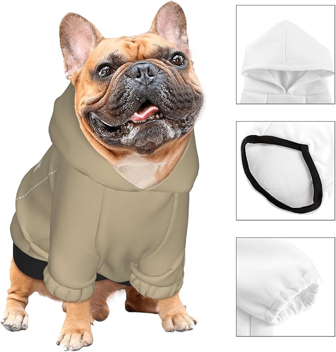 Dog Clothes, Custom Dog Hooded Sweatshirt, Personalized Pet Costume Robe Shirt with Text/Image/Club Name/Pet Shop Logo for Small Medium Large Dogs and Cats, Khaki, XL