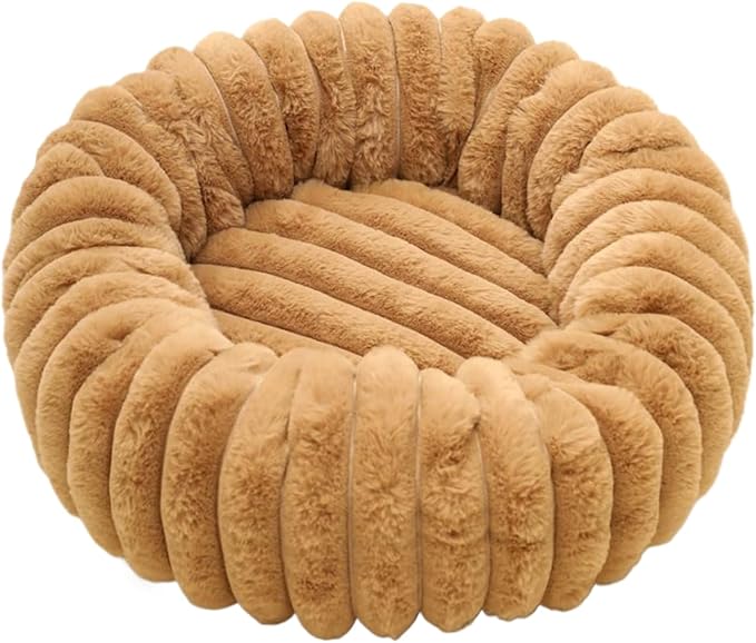 Round Dog Bed, Washable Warm Round Cat Couch, Plush Pet Cushion Non-Slip Pet Furniture for Apartment Travel Corner Home Bedroom Outdoor Offices Indoor Floor Balcony