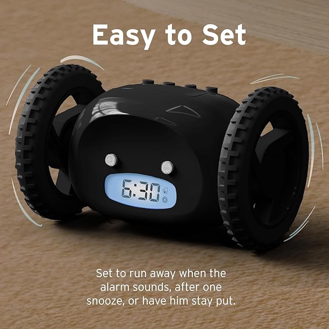 CLOCKY Extra Loud Alarm Clock for Heavy Sleepers on Wheels Rolls Runaway
