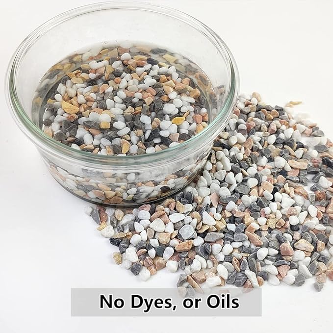 5LBS Succulent and Cactus Gravel Pebbles, 1/5 Inch Natural Decorative Polished Stones, River Rocks for Vases, Aquariums, Terrarium and Outdoor Gardening, Mixed Color