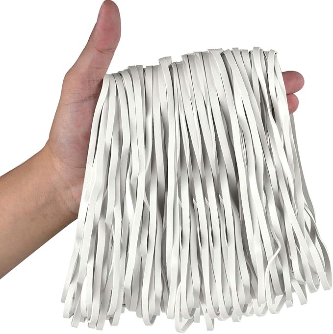 Coopay 180 Pieces Large Rubber Bands Bulk, 8 Inches Heavy Duty Strong Elastic Bands for Office Supply School Home, Securing Trash Can Garbage Cans, File Folders (White)
