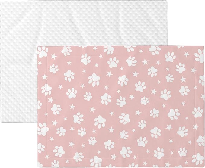 Pink Throw Blanket - Paw Print Blanket for Dog Cat Pet Blankets 23x16 for Couch Sofa Bed
