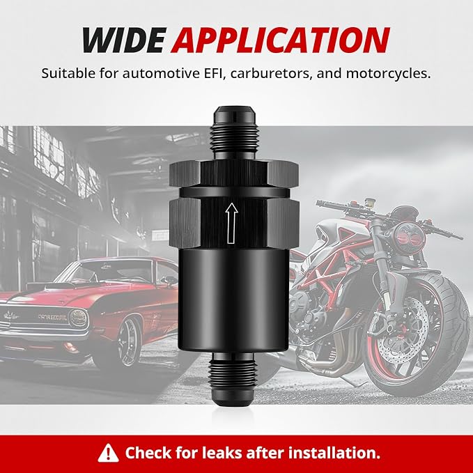EVIL ENERGY 6AN Billet Inline Fuel Filter 30 Micron Aluminum Black