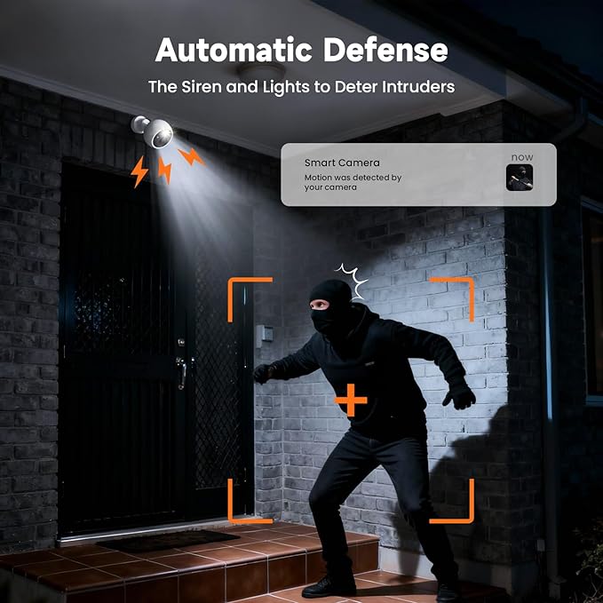Security Cameras Wireless Outdoor, 2K Indoor Battery Powered WiFi Camera for Home Security, Color Night Vision, 2-Way Talk, Siren Alarm, AI Motion Detection, Cloud/SD Storage, 2 Pack