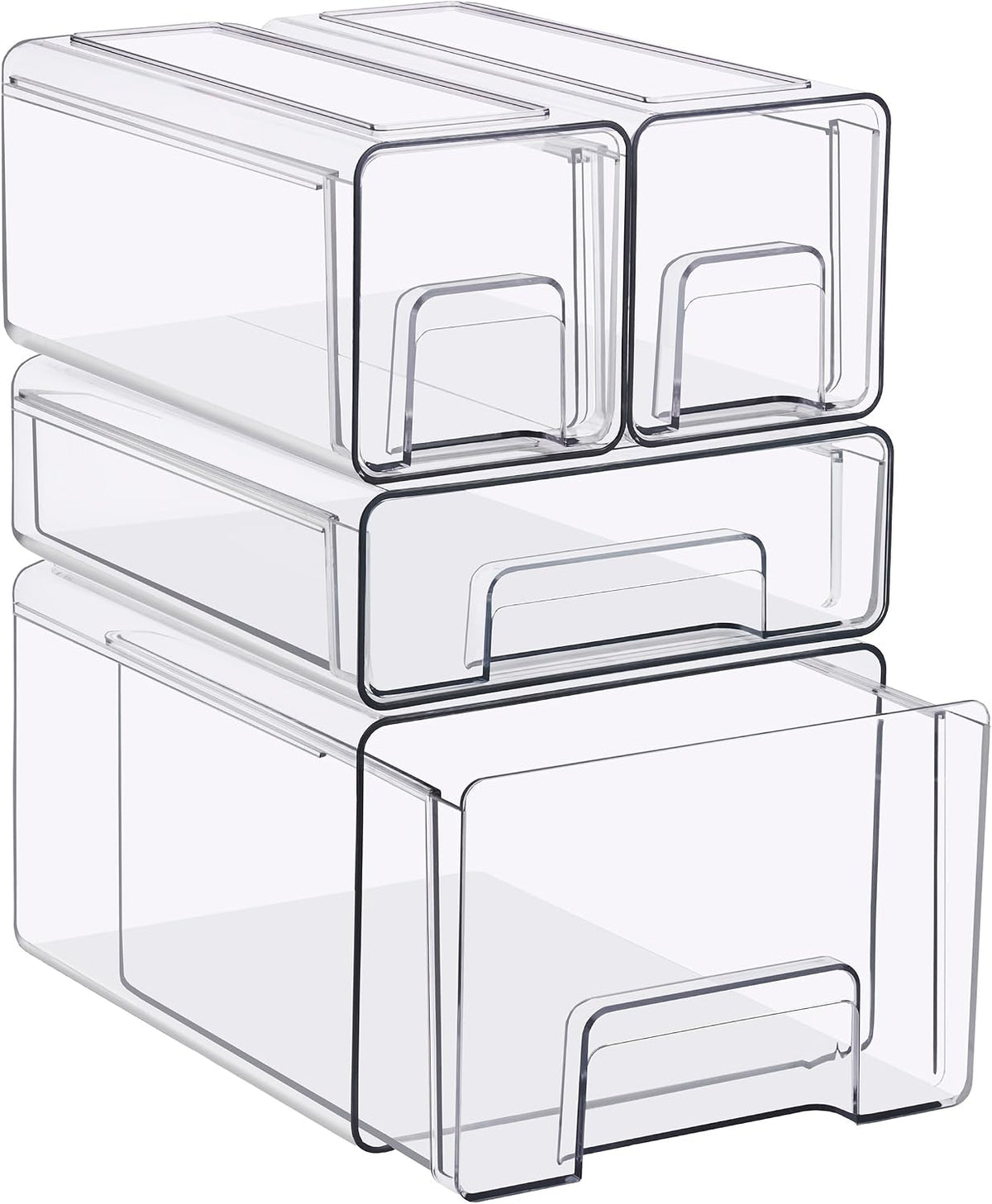 Sorbus Clear Stackable Storage Drawers (1 Large + 1 Medium + 2 Small)
