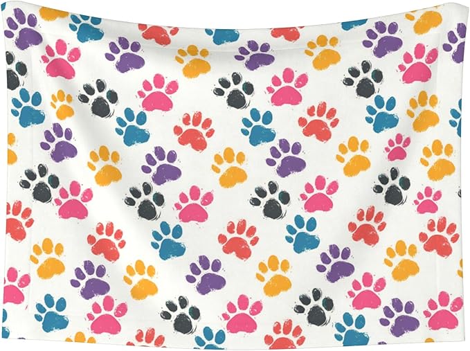 Colorful Paws Blanket for Pet - Dog Throw Blanket 23x16 Rainbow Couch Blankets for Puppy Dogs Cats
