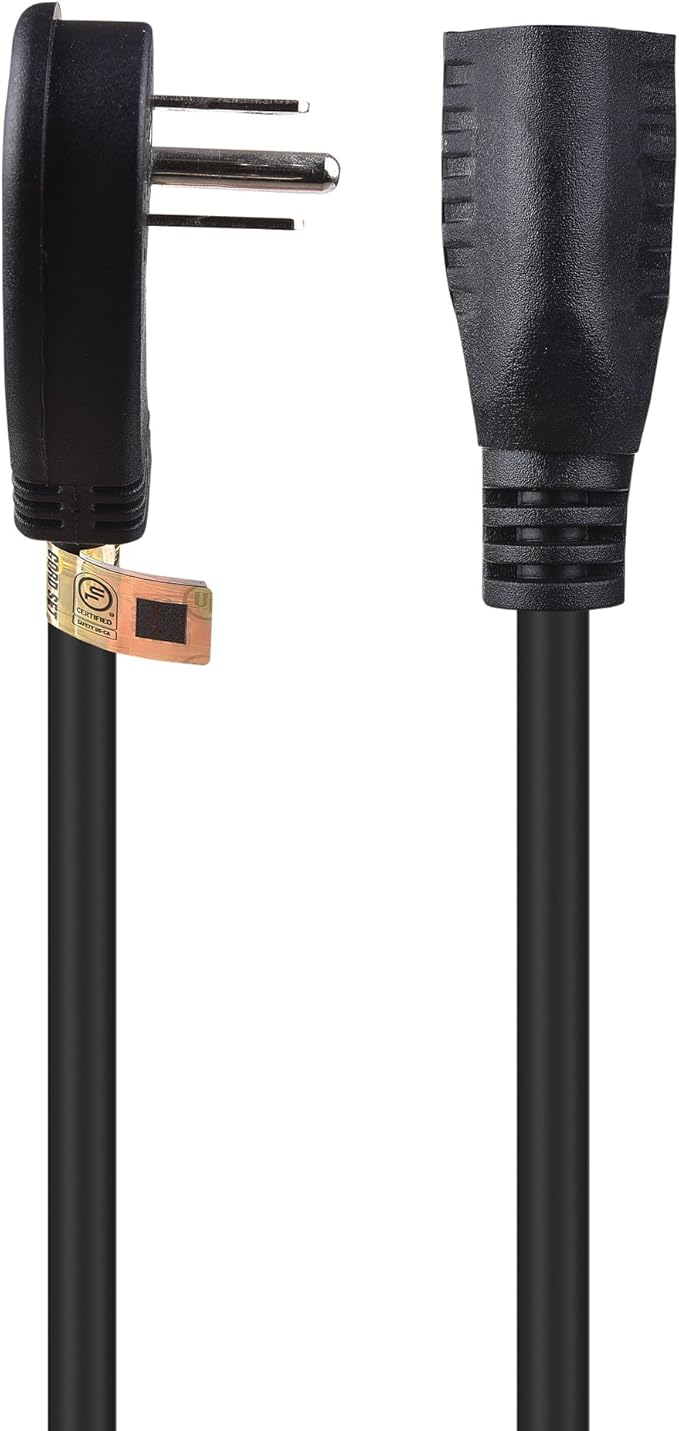 Cable Matters 2-Pack Low Profile Flat Plug Extension Cord (Power Extension Cable) 15 Feet (NEMA 5-15P to NEMA 5-15R)