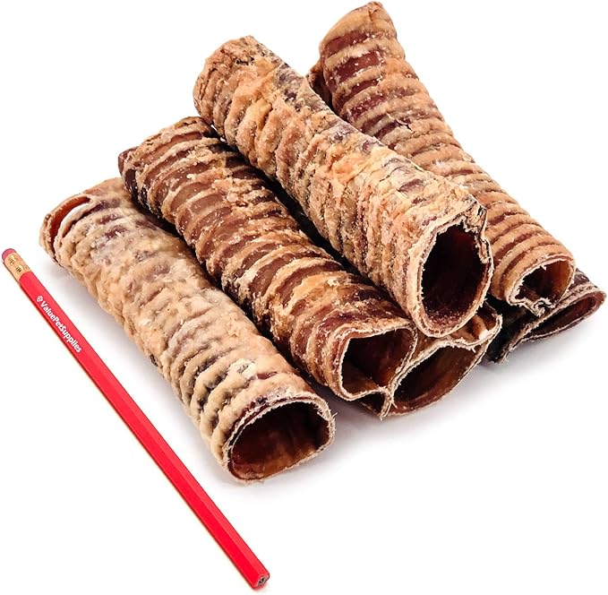 ValueBull Beef Trachea, Premium 5-6 Inch, 25 Count Bulk Pack - Natural Angus Dog Chews with Glucosamine, Chondroitin & Amino Acids