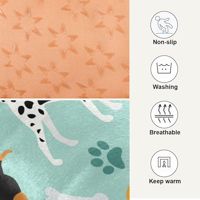 Pet Bed Cute Dogs Bones Paws Dog Bed Mat Absorbing Non Slip Pad Pet Sleeping Mat for Small, Medium, and Large Dogs Puppy Cat 36 in x 24 in