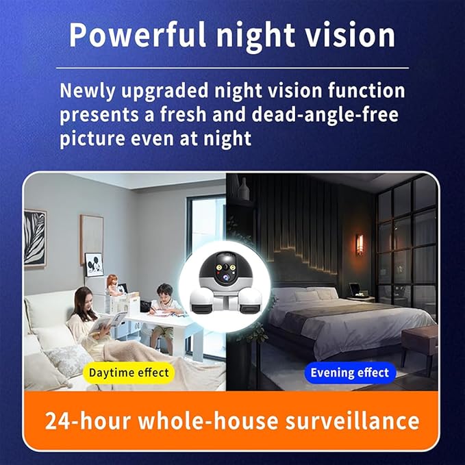 Pet Cameras Indoor with Phone App, 1080p Dual Lens, P 360°/T 90° Rotation Monitoring, 2-Way Talk, Night Vision, Motion Detection, Video Recording (WiFi, 64GB)