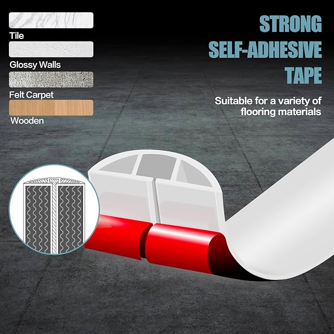 Floor Cord Cover Self Adhesive Cord Hider,20FT Cable Management, Extension Strip Protector for Wires, Prevent Cable Trips for Offices, Gyms, Exhibitions Cavity:0.39"(W) x 0.27"(H) White