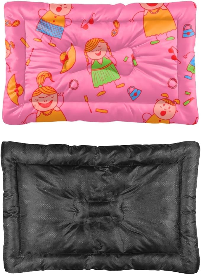 Cozy Cat Bed with Anti-Slip Bottom, Cute Girls Things for Dogs Kennel Pad Dog Bed for Camping Comfy Crate Mat Indoor& Outdoor Sofa Cars, Machine Washable 24 X 18 Inch
