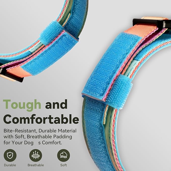2026 Upgrade Waterproof AirTag Dog Collar, Military Tactical Dog Collar with AirTag Holder, Comfortable Control Handle and Metal Buckle, GPS Dog Collar Holder for Medium to Large Dogs (Pastel lcing,M)