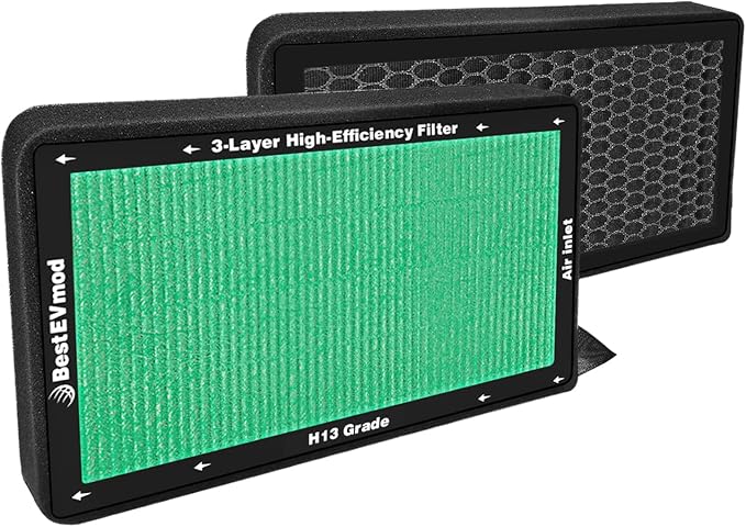 BestEvMod 2 Pack Upgraded Tesla Model 3/Y Cabin Air Filter Replacement HEPA Air