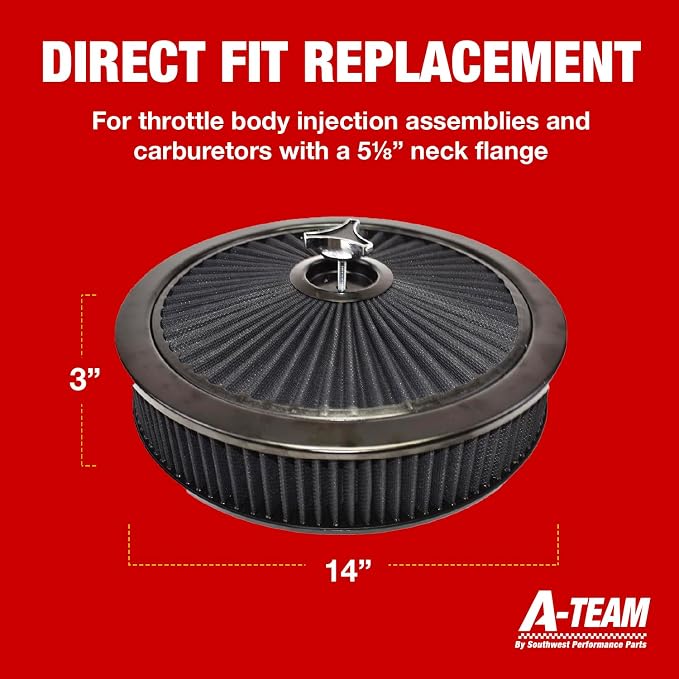 A-Team Performance High Flow Throttle Body Air Intake Filter - 14 in x 3 in