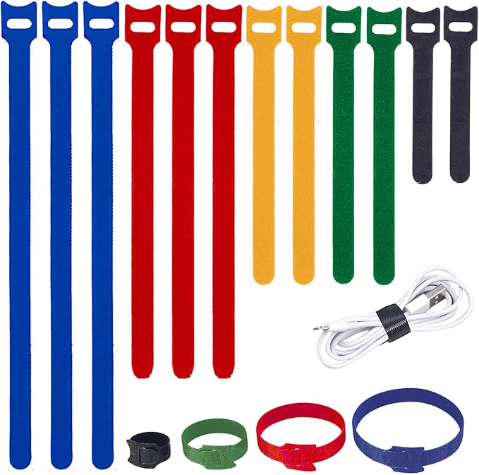 200PCS Reusable Cable Ties Wire Ties Cord Organizer Cable Organizer Adjustable Cable Management 4+6+8+10 inch 5 Colors