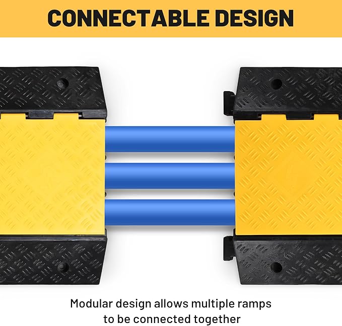 Yescom Cable Ramp Protector 3 Channel Garden Hose Protecitive 44000 Lbs Load Capacity Heavy Duty, 35.43"x23.62"x4.33" Speed Bump for Road, Driveway, Walkway and Commercial Use