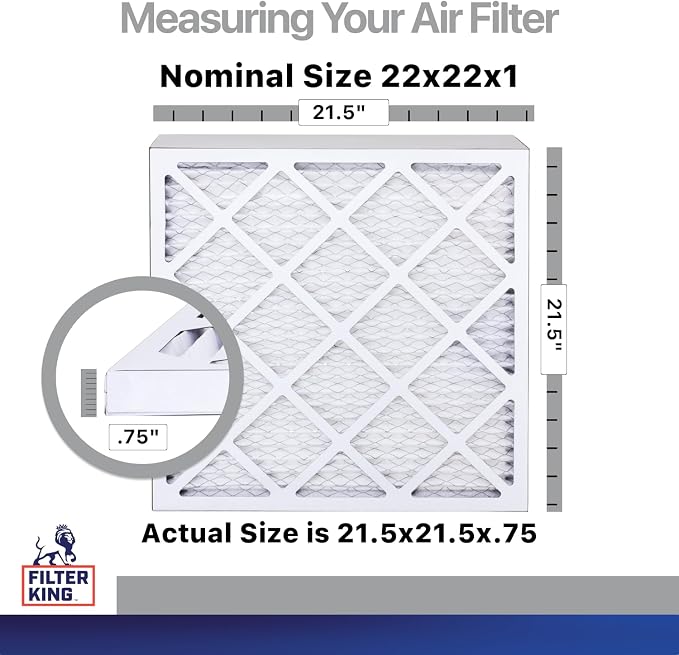 Filter King 22x22x1 Air Filter | 4-PACK | Carbon MERV 8 HVAC Pleated A/C