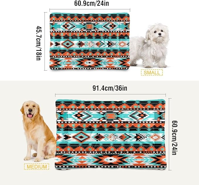 Aztec Navajo Pet Bed Mat for Dog Cat Crate Pad Non-Slip Bottom Design Washable Cushion Padding Pet Sleeping Bed, 36"x24"