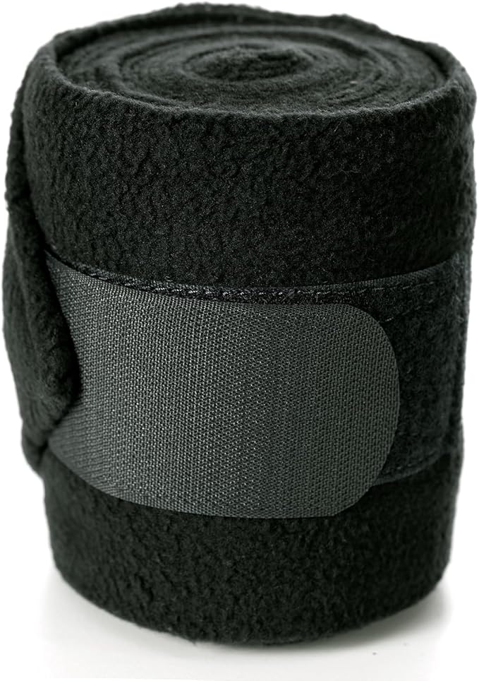 Equinavia Luna 9' Fleece Polo Wraps, Set of 4 Horse Leg Bandages with Storage Bag | Black - One Size - Hunter Green - One Size