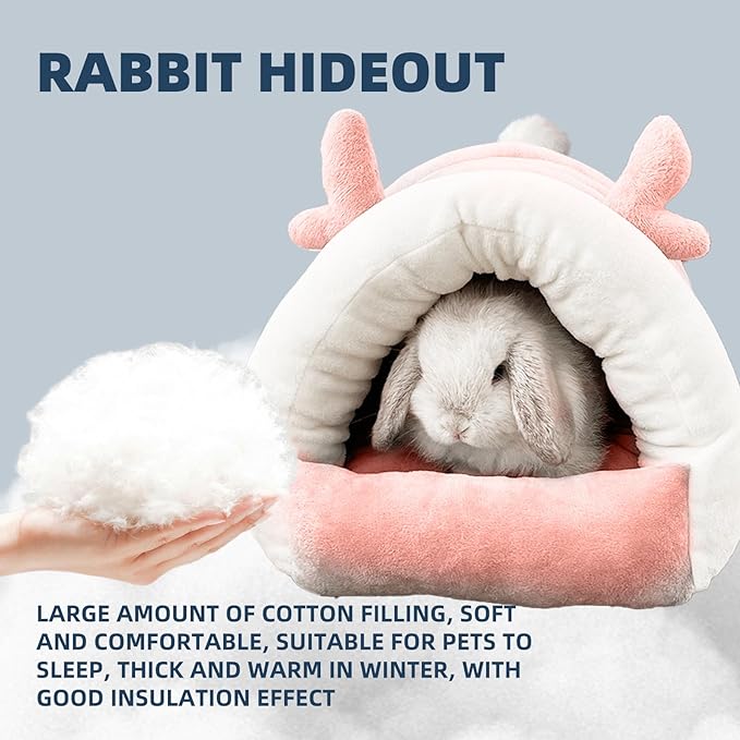 Guinea Pig Hideout, Warm Bed for Guinea Pig,Rabbits, Chinchillas, Cozy Small Animal Winter Shelter (Pink, Medium)
