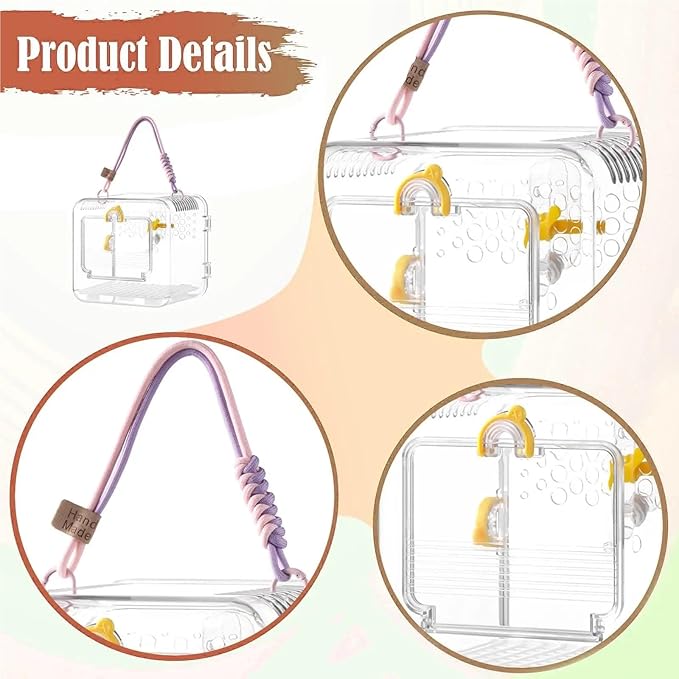 Portable Bird Travel Carrier Cage - Breathable Parrot Carrying Box for Cockatiels, Budgies, and Parrotlets Supplies