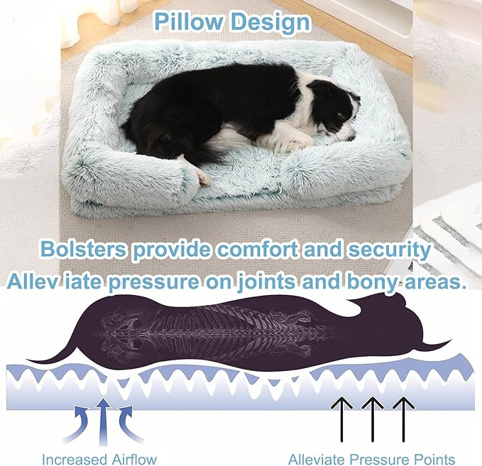 Dog Beds Large Sized dog Orthopedic, Sofa Dog Bed with Waterproof Lining and Nonskid Bottom, Rectangle Washable Dog Bed for Medium Small Dogs and Cats Comfortable ( Color : Green2 , Size : 43 x 27" )