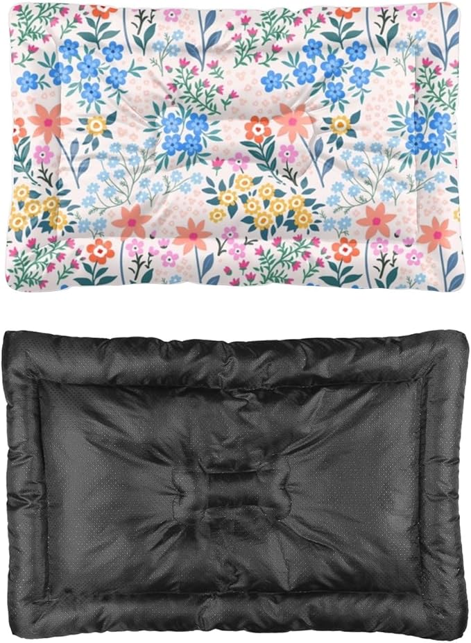 Red Blue and Pink Flowers Dog Bed Non Slip Bottom Soft Pet Bed Dog Anti Slip Bottom Friendly Furniture Multi Scenario Multi Model Pet Mat Gift Printed Outdoor 36× 24 Inch