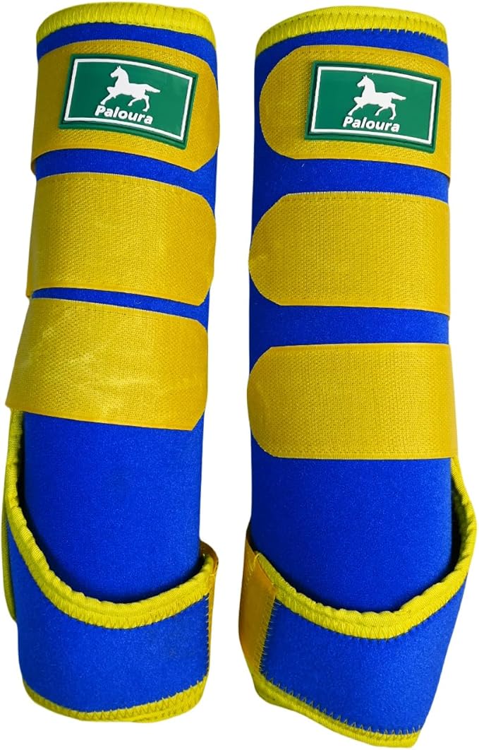Equine Sport Horse Boots Set of 4 – Neoprene Leg Protection with Durable Hook & Loop Straps, Breathable & Comfortable Fit for Training, Riding, and Performance（Blue, Medium）