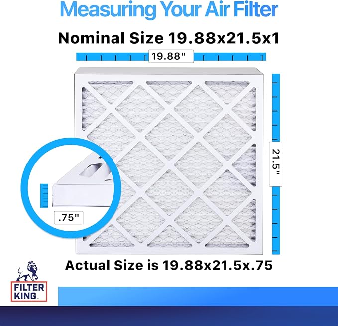 Filter King 19.88x21.5x1 Air Filter | 4-PACK | MERV 8 HVAC Pleated A/C Furnace