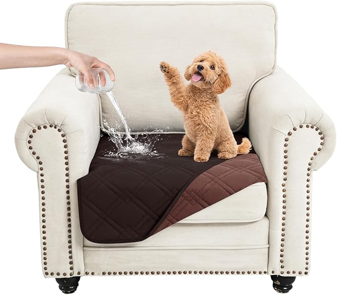 100% Waterproof Dog Couch Protector, Triple-Layer Waterproof Dog Bed Cover Pet Blanket Reversible 2-Tone Sofa Shield, Non-Slip Furniture Guard for Pets(30×30 Inch, Chocolate+Coffee)