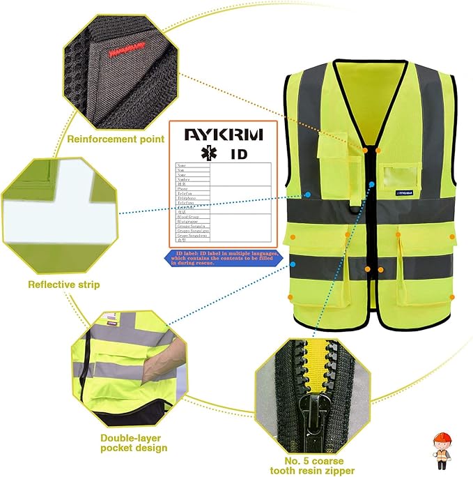 A-SAFETY High Visibility Reflective Safety Vest Customize Logo (XS-8XL)