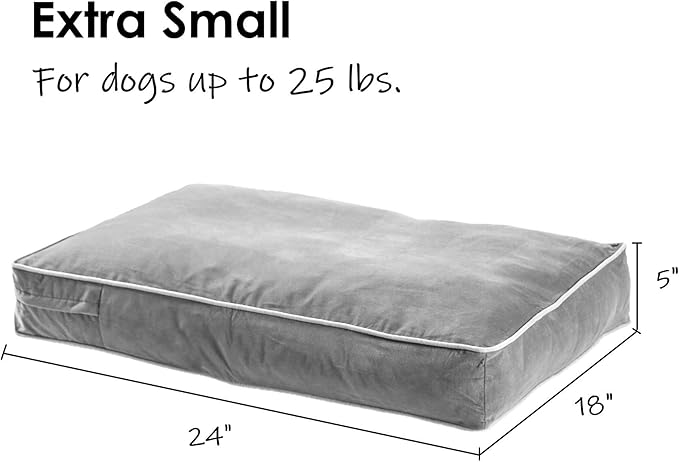 South Pine Porch Buddy Reversible Rectangle Pillow Style Microfiber Dog Bed with Removable, Machine-Washable Cover, Cocoa, Extra Small (24 in. x 18 in.)