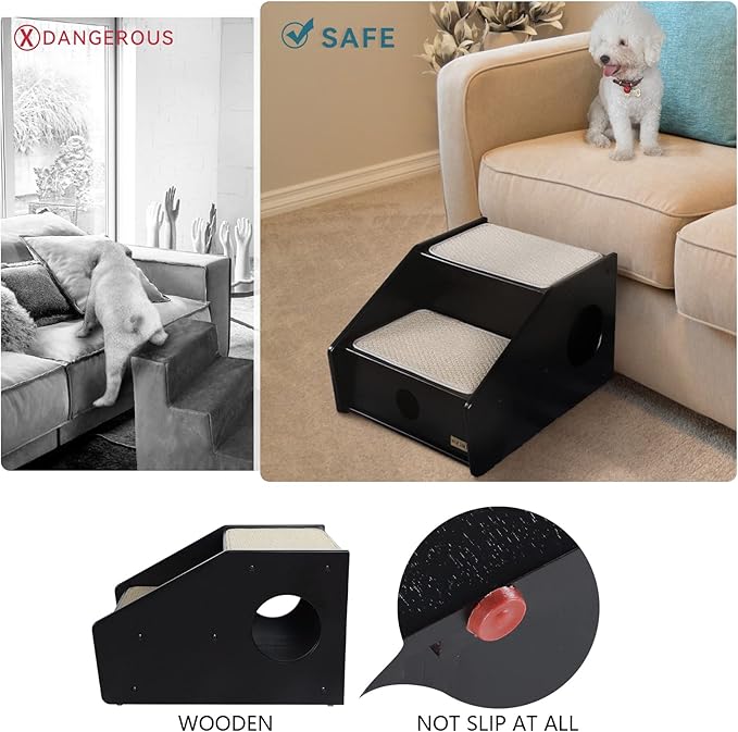Petsfit 2-Steps Cat Stairs, Nearly Black (21x17x14 inch)