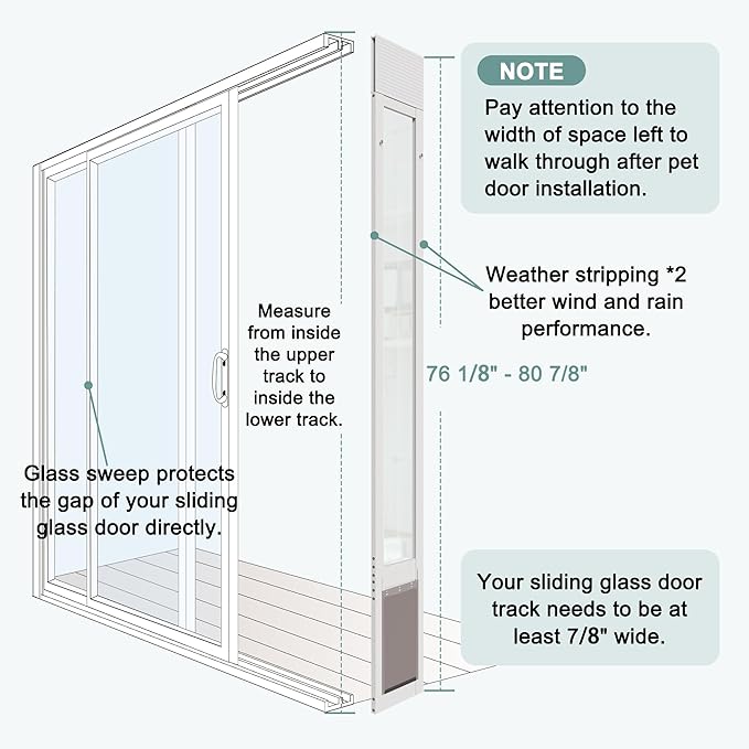 Sliding Glass Pet Door Insert, Up to 35lb for Doggie & Puppies Adjustable 77"-81" Height, Easy Install Aluminum Doggy Door with Lock,Patio Access for Small Pets