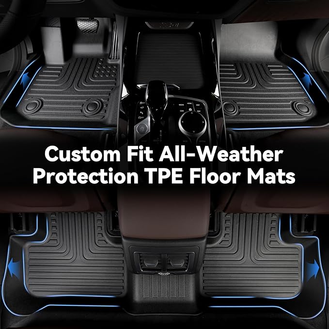 Hutisya-Floor Mats & Cargo Liner Set Fit for GMC Terrain 2018-2024 & Chevy Equinox 2018-2024(Not for EV) All Weather Protection Anti-Slip & Durable TPE Full Set Liners Automotive Accessories-Black