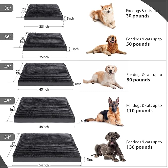 Vonabem Jumbo Dog Bed Washable with Removable Cover Waterproof, Dog Crate Beds for XXXL XXL XL Large Jumbo Dogs, Anti-Slip Pet Beds Kennel Pad 54 inch