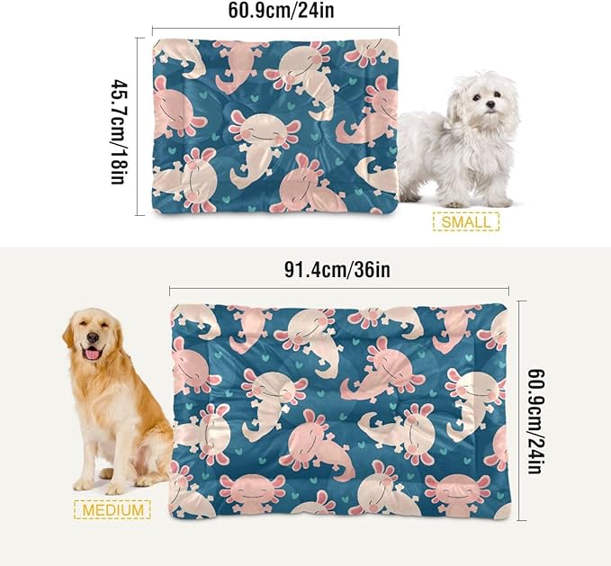Cute Axolotl Pet Bed Cute Dog Bed Mat Absorbing Non Slip Pad Pet Sleeping Mat for Small, Medium, and Large Dogs Puppy Cat 24 in x 18 in