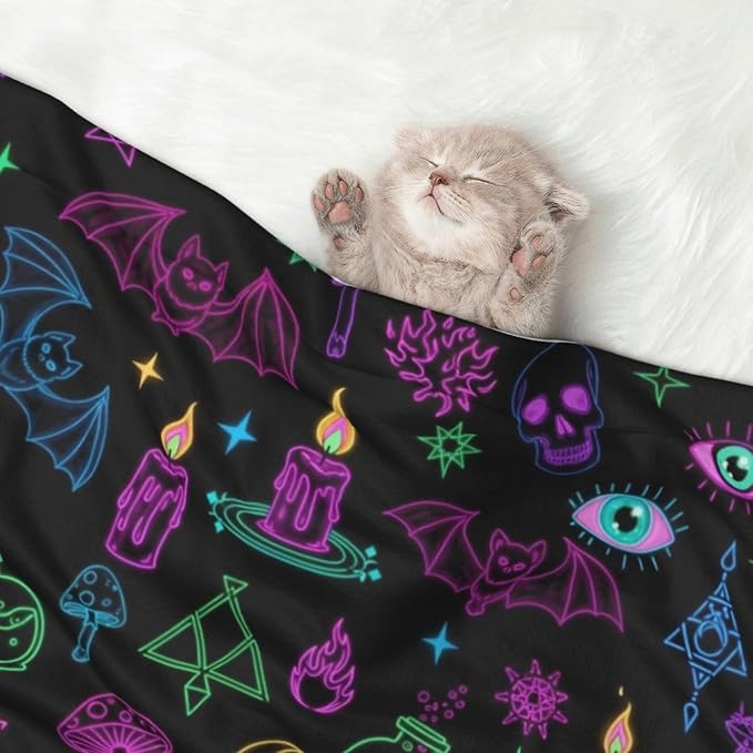 Pet Blanket for Couches and Beds, Halloween Goth Witchy Witch, Reversible Double Sided Plush Design with Soft Bumpy Texture and Smooth Surface, Furniture Protector