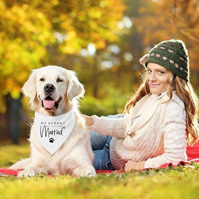 My Parents are Getting me a Human, Pregnancy Announcement Dog Bandana, Gender Reveal Photo Prop Pet Scarf Accessories,Pet Accessories for Dog Lovers (My Humans are Getting Married)