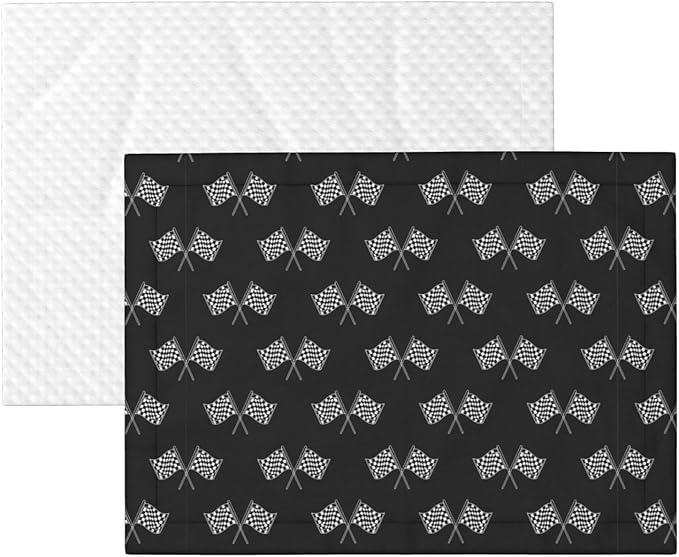 Reversible Pet Blanket for Sofa Protection Pet Comfort, Checkered Racing Flag Black and White, Double Sided Design with Cozy Nubby Nap Side and Durable Smooth Play Side
