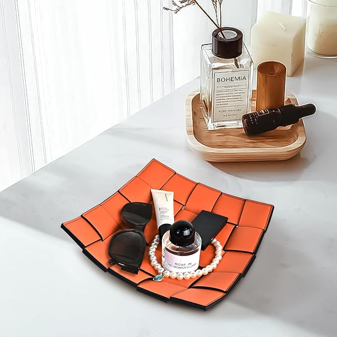 Valet Tray PU Leather Key Holder Bowl