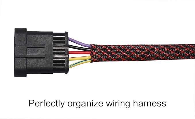 25ft - 1 inch PET Expandable Braided Sleeving – BlackRed – Alex Tech Braided Cable Sleeve