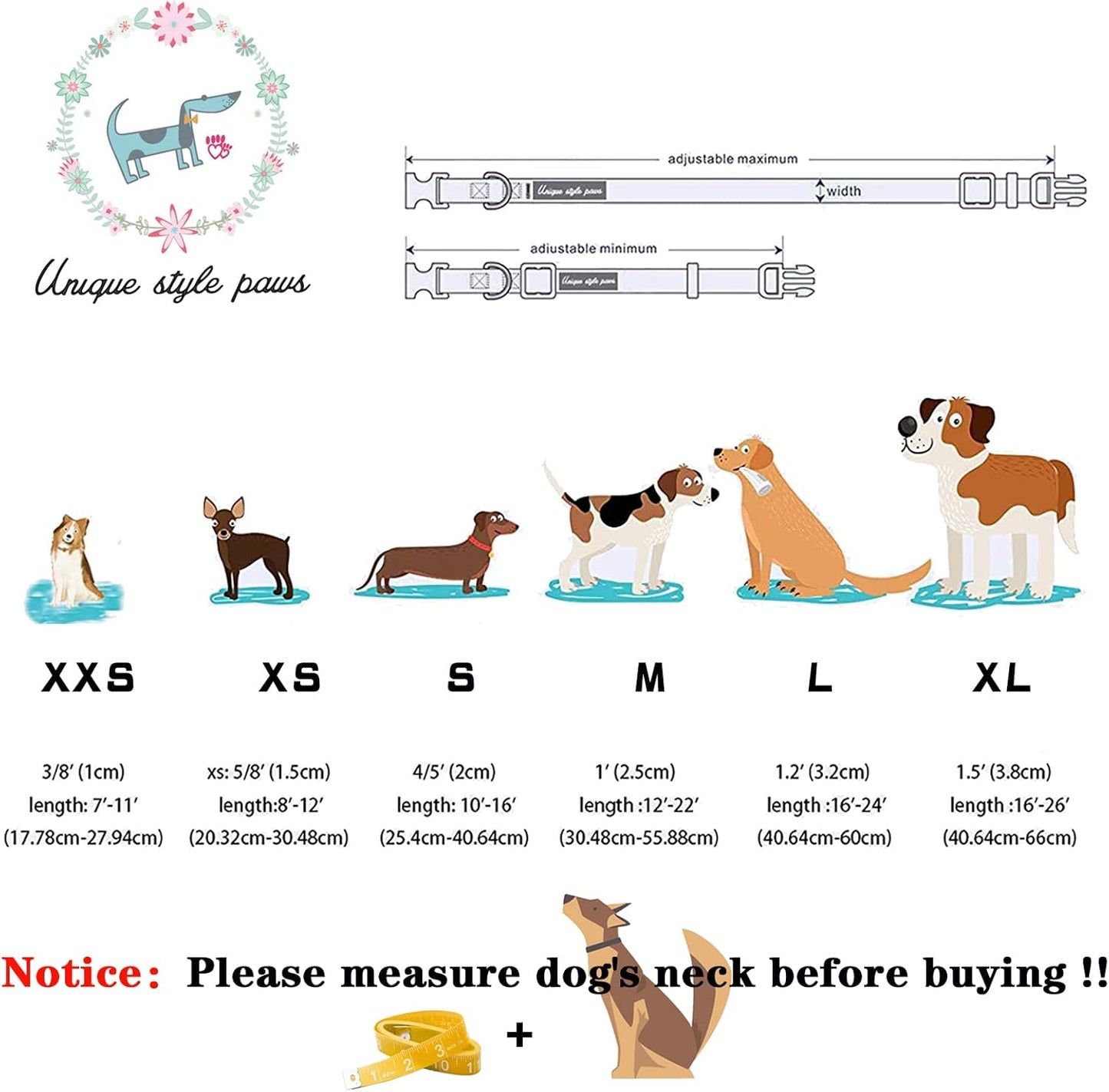 Unique style paws Bowtie Dog Collar Cotton Plaid Collar Adjustable Puppy Collar for Small Medium Large Dogs-S